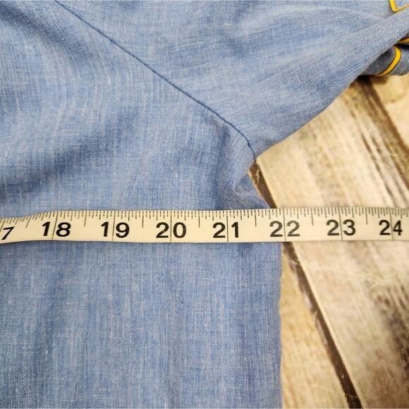 Vintage Vanity Fair House Dress Robe Blue Snap Button Medium Embroidered Pockets - Picture 10 of 10